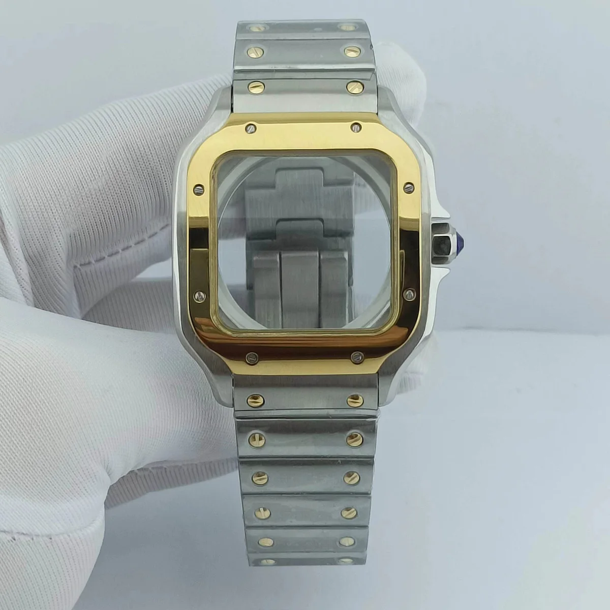 

NH35 Case Square Gold Silver Case 38mm Mineral Mirror, Plated with 316L Steel Bracelet, Suitable for NH35 NH36 Movement watch