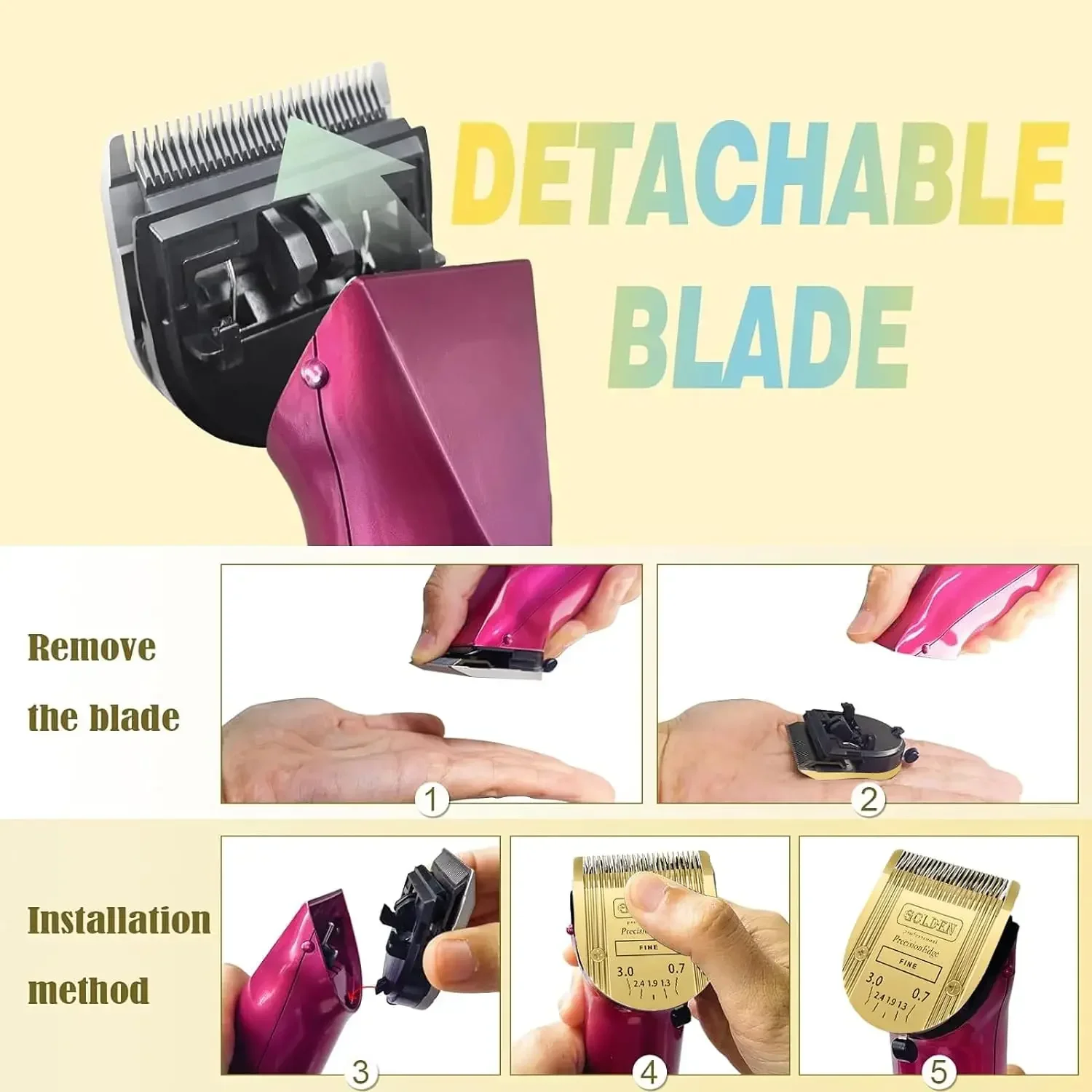 Pet Dog Cat Grooming 5in1 Adjustable Blade for Wahl Professional Animal Clippers Arco Bravura Chromado Creativa Figura Motion