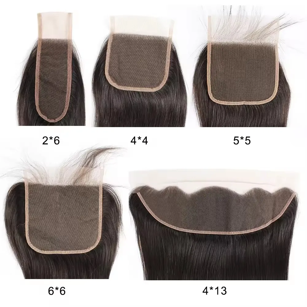 Human Hair Wigs Human Hair Lace Closure MDL Straight 100% Brazilian Human Hair 2x6 4x4 5x5 13x4 HD Lace Closure Frontal for Women Natural Black Color
