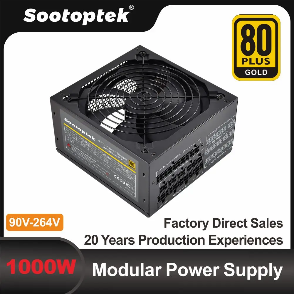 

ATX Moduler PSU 1000W 80 PLUS GOLD 90V-264V Hot Selling I/O Switching PC Computer Power Supply APFC Full Voltage OEM