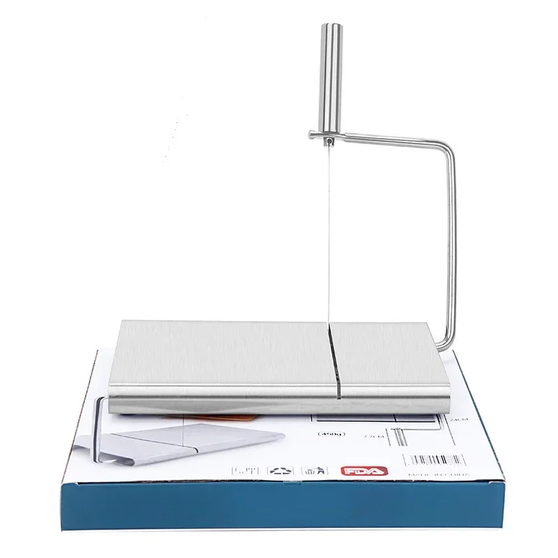 Stainless Steel Cheese Slicer With Scale Wire Cutter With Serving Board For Hard And Semi Hard Cheese Butter Baking Tool