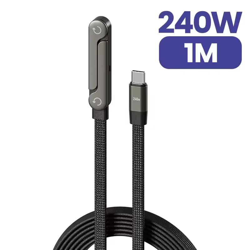 240W Elbow USB-C to USB-C PD Fast Charging Cable with Phone Stand