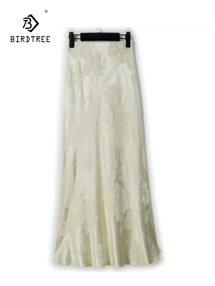 

Женская Жаккардовая юбка BirdTree, элегантная юбка из натурального шелка 40 мм, с запахом на бедрах, Офисная тонкая юбка в стиле ретро, модель B44533QC на лето, 2024
