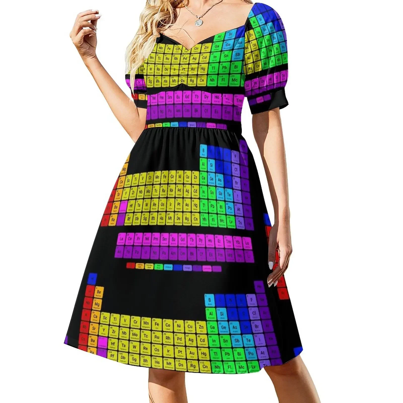 thumbnail image 1 of Vestido de manga corta con tabla periódica brillante vestidos de cumpleaños para mujer verano mujer, 1 of 8