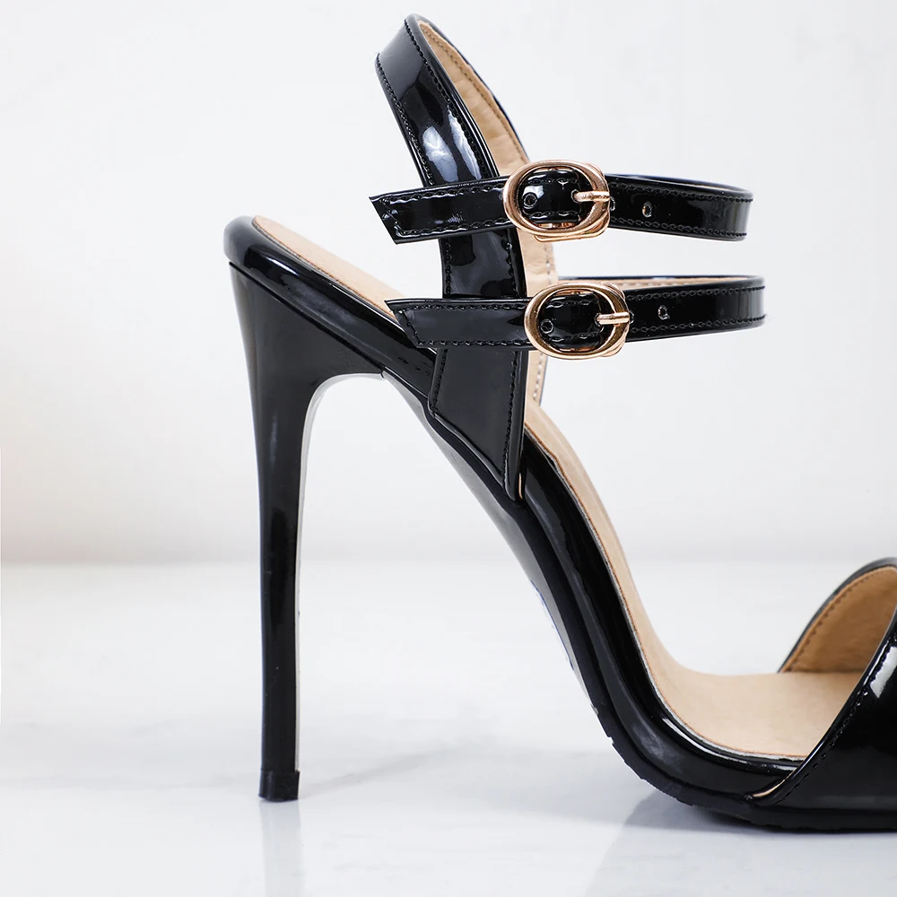 Elegant Black Red Women Slingback Sandals Sexy 4 inch High Heels Office Lady Nude Shoes Big Small Size 32 43 45 48