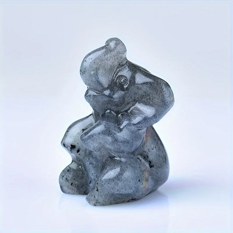 1PC Natural Crystal Carved Elephant 3.5cm/1.38in Unique Raw Stone Jewelry Making Meditation Stone Perfect Crystal Gift