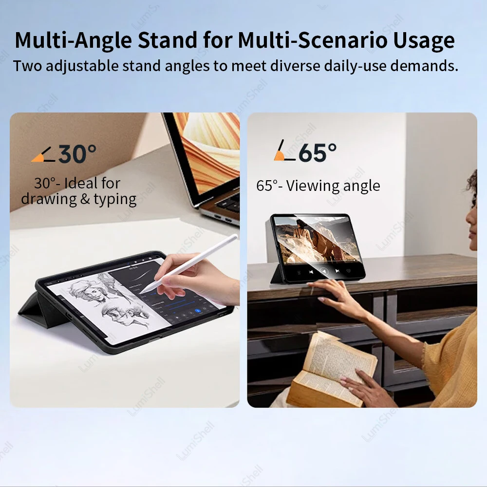 Tri-Fold Flip Case with Auto Wake/Sleep & Soft Silicone Shell Protective Cover