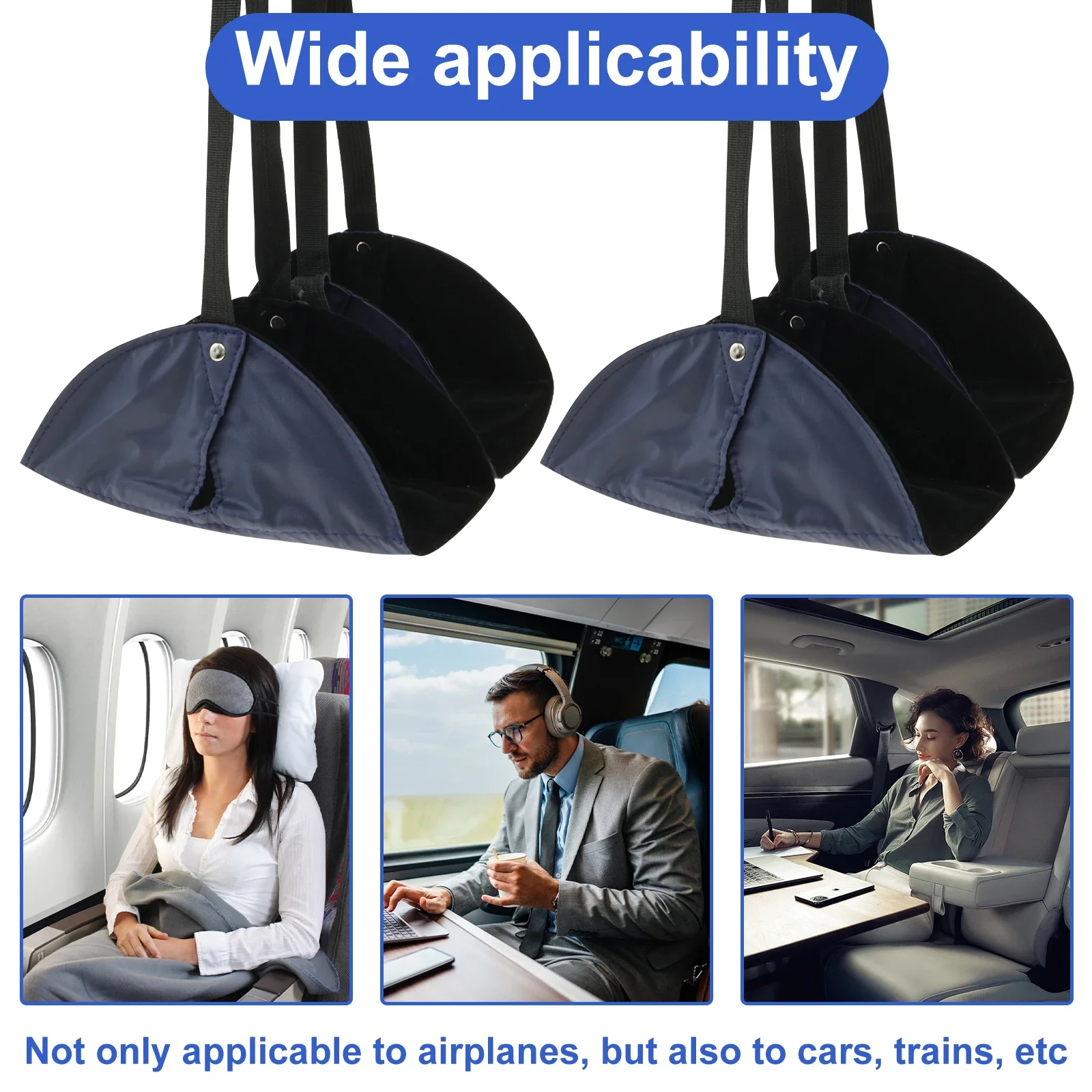 2Pcs Portable Foot Hammock Suspended Adjustable Travel Hammock Office Desk Foot Rest with Storage Bag Car Airplane Foot Hammock 6