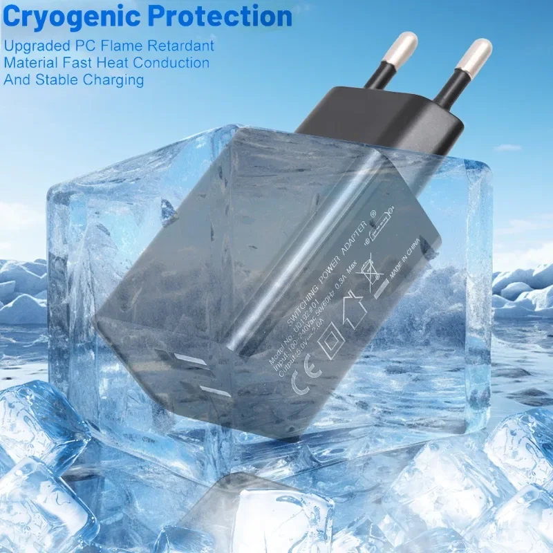 Universal Dual USB Wall Charger, 5V 2A Fast Charging Adapter, EU Plug