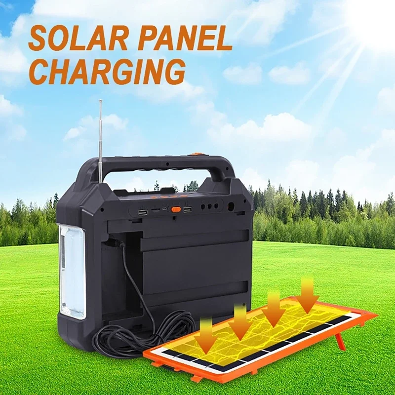 Portable Outdoor Solar Light Lighting Power Generation System Solar Panel Light Speaker Multi-function Supply with 3pcs Bulbs