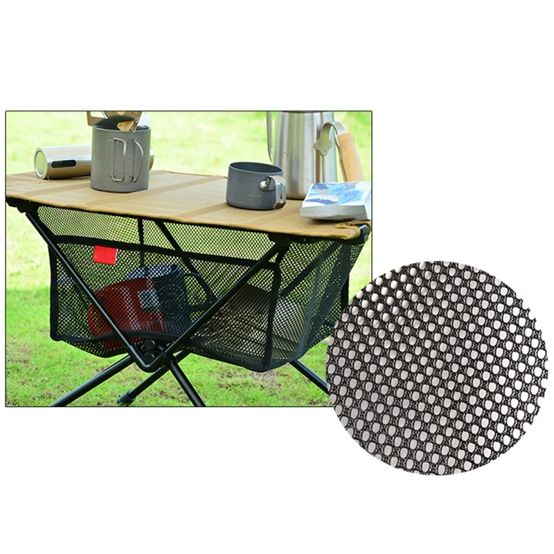 Outdoor Folding Net Bag Picnic Under Table Storage Bag Desk Box Tripod Mesh Basket Organizer for Camping Table Tripod Rack