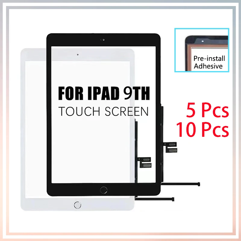 

5Pcs 10Pcs New For iPad 9 10.2 2021 9th Gen A2603 A2604 LCD Outer Touch Screen Digitizer Front Glass Display Touch Panel Replace