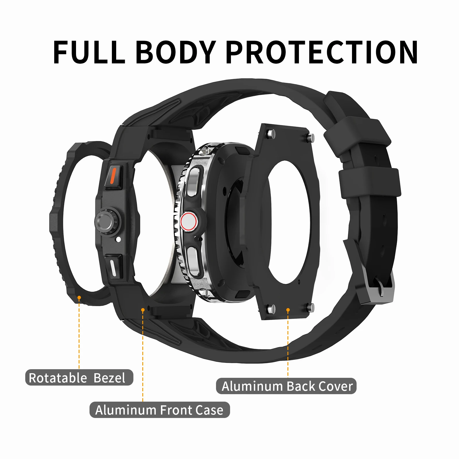 Deluxe Customization Kit for Stainless Steel Smartwatch with Silicone Strap
