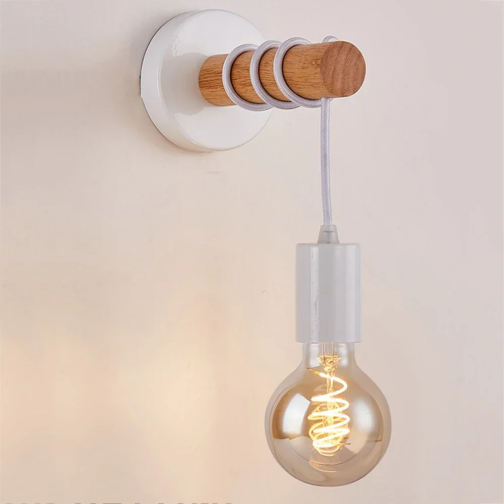 Retro Wood Wall Lamp Vintage Sconce Wall Lights Fixture E27 Indoor Home Decor Dining Room Bedside Lamp Bedroom Lighting wall light led wall lamp