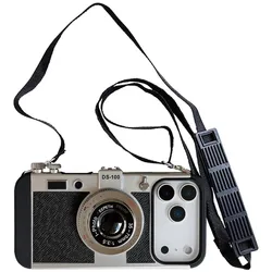Emily in Paris 3D Vintage Camera Leather Phone Case with Lanyard - iPhone 15 Plus (Black)