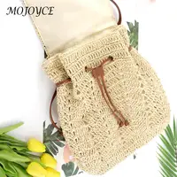 Fashion Straw Women Shoulder Bag Backpack Hand-Woven Female Beach Holiday Simple Purse for Women Outdoor Bag 2