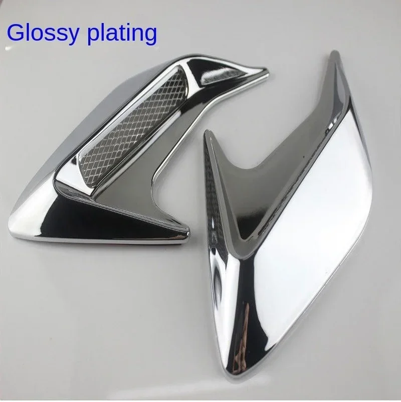 2 Pcs ABS Plastic Car Fender Stickers Car Body Trim Accessories Side Air Outlet Air Flow Mudguard Inlet Sticker Shark Gill Outlet Simulation Exterior Decoration