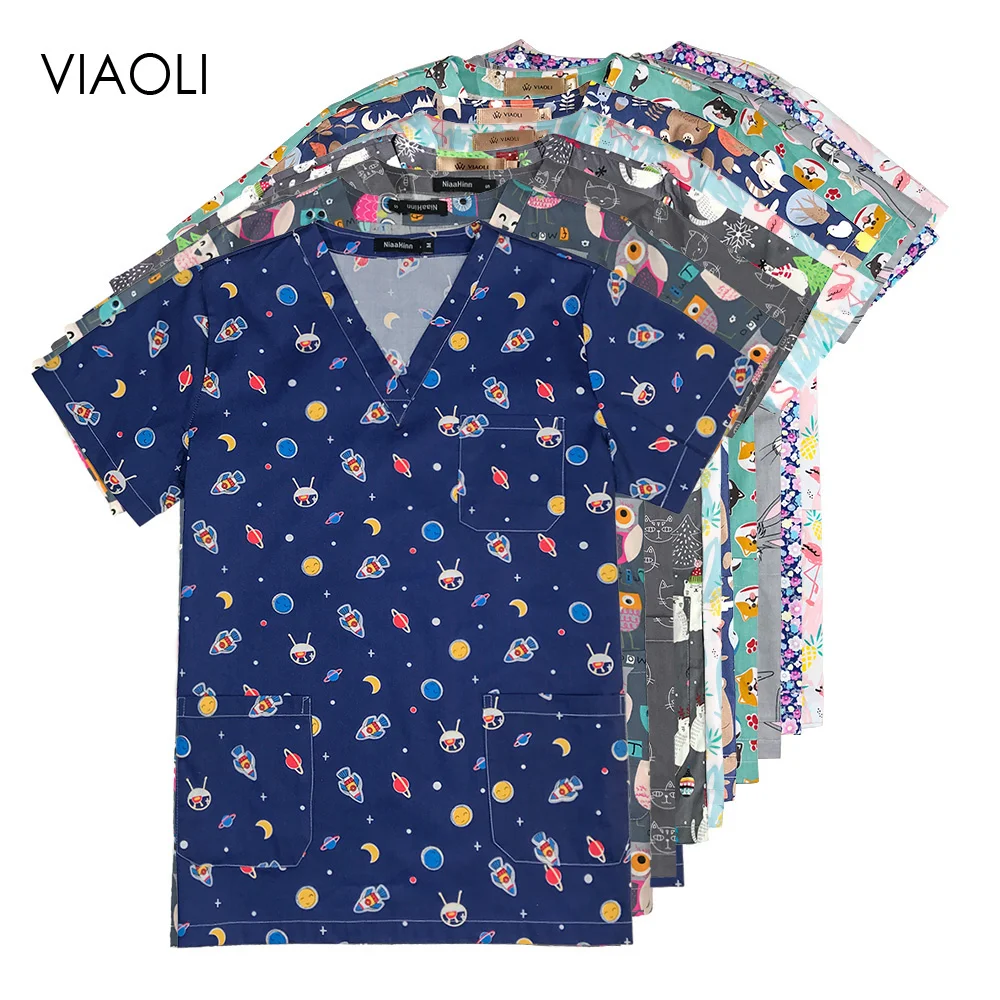 Medical Surgical Uniforms Pharmacy Hospital Nurse Scrubs Tops