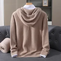 Vêtements pour hommes: pull tricoté en cachemire de vison pur 100%, pull à capuche décontracté et ample de grande taille, nouveaux produits d'automne et d'hiver 3