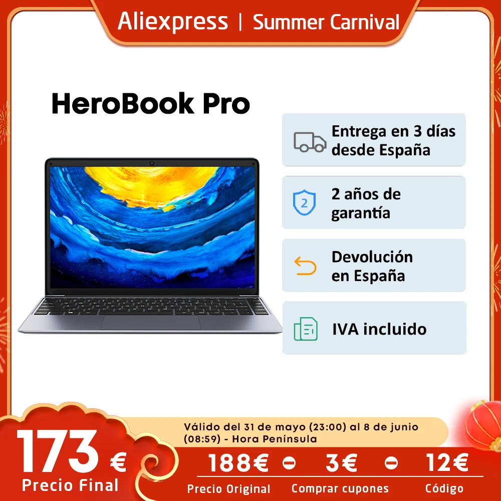 CHUWI-ordenador portátil HeroBook Pro FHD, pantalla de 14,1 pulgadas, Intel Celeron N4020 Dual Core UHD Graphics 600 GPU 8GB RAM 256GB SSD Windows 11