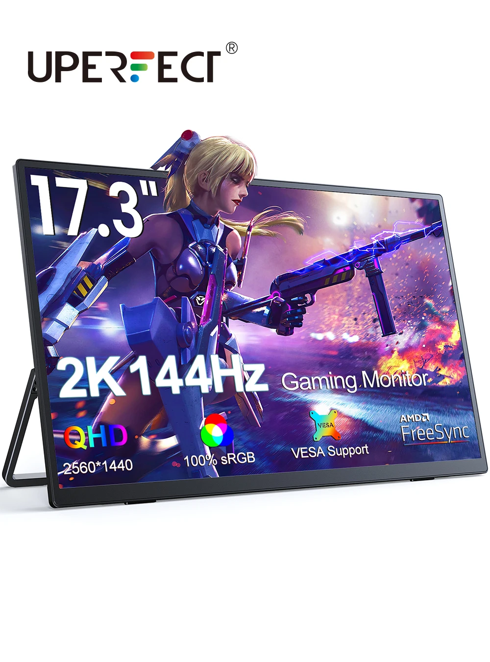UPERFECT 2K ポータブルモニター 17.3 インチ 144Hz 1440P 400cd/m²