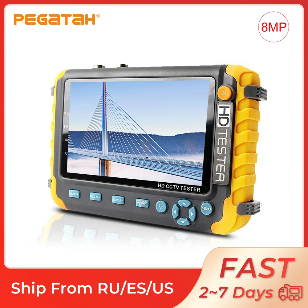 PEGATAH IV8W 8MP AHD/CVI/TVI CVBS CCTV Tester CCTV Cameras Tester AHD Testers with HDMI VGA Input Video Tester CFTV Mini Monitor pegatah ipc 5200c ipc 5100 cctv tester ip tester 4k monitor testers hdmi vga cctv for ipc poe ahd cvi tvi sdi cable testing