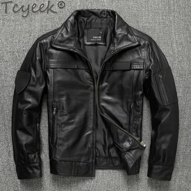 

2022 Short Flight Suit Men Genuine Leather Jacket Spring Autumn Men's Clothes Cow Leather Coats for Male Jaqueta Masculina LM551