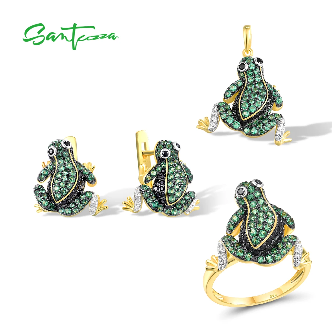 

Серьги и кольцо из серебра 925 пробы с фианитом