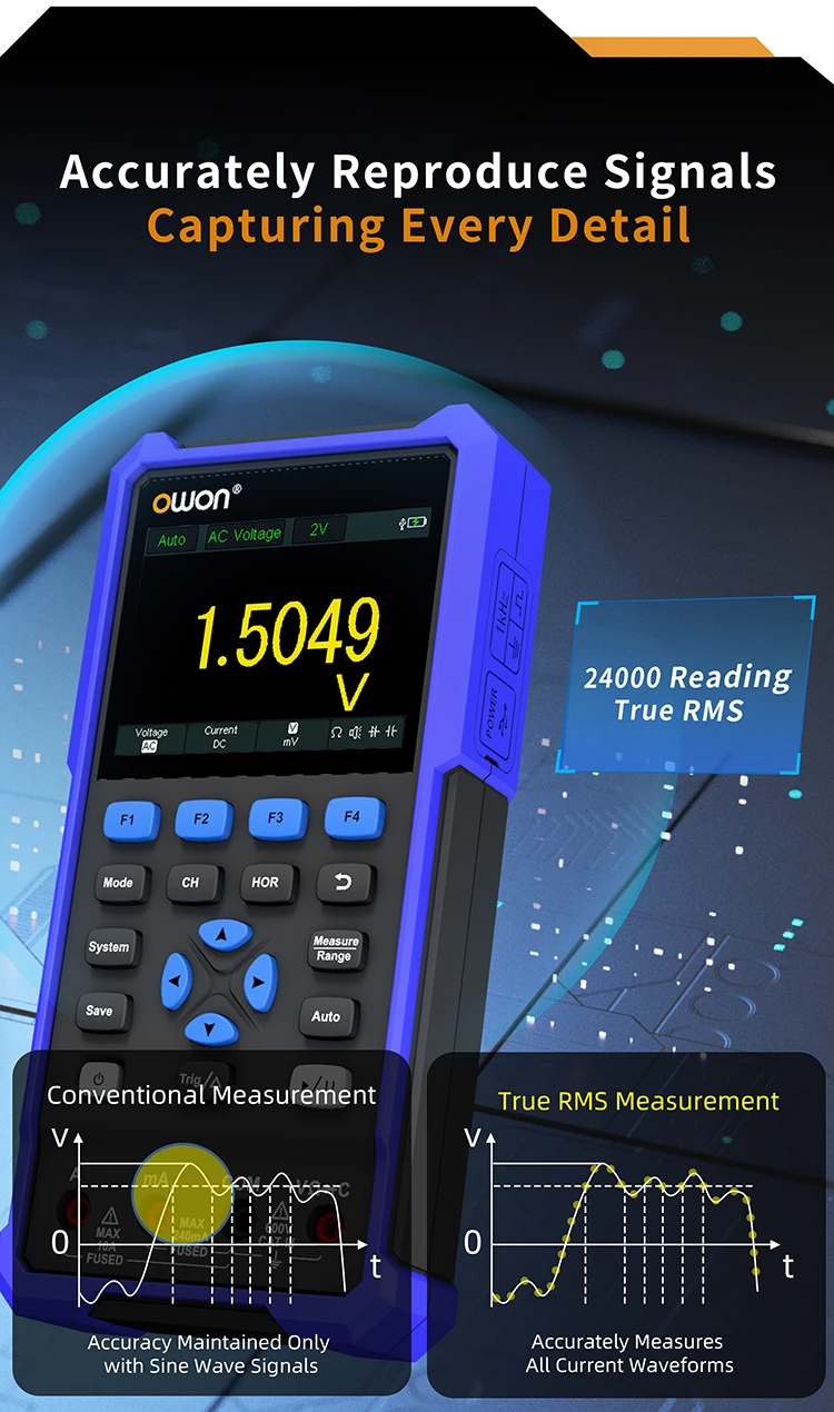 40MHz 70MHz Single Channel Simple 3-in-1 Handheld Digital Oscilloscope 250Msa/s+