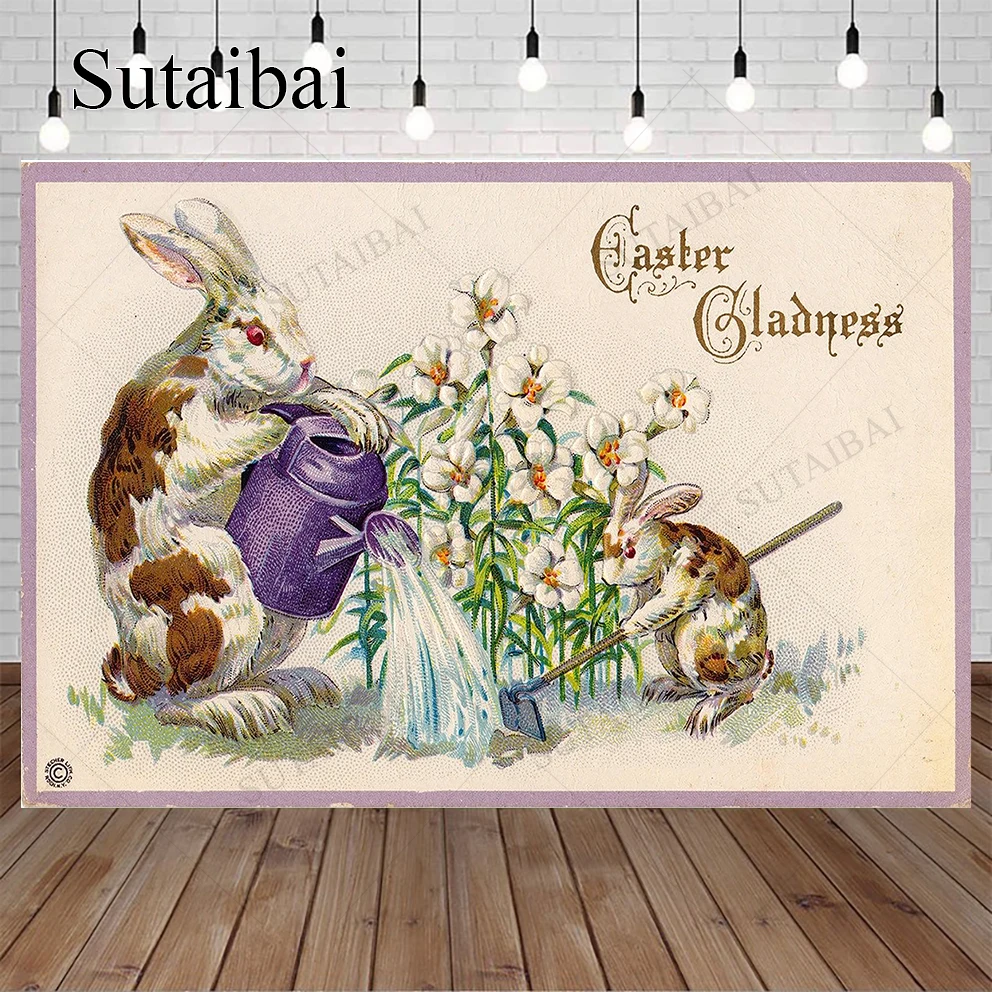 Easter Gladness Fondale Photography Spring Garden Bunny Work Tend Flowers Deco Room Prop Newborn Cake Smash Studio Fotografico