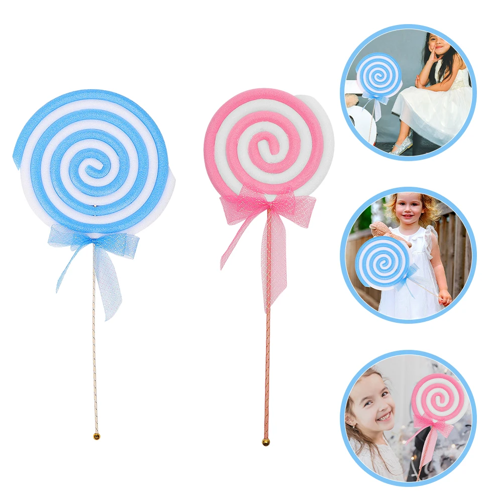 2pcs Giant Lollipop Prop Large Lollipop Model Simulation Giant Party Candy Decor Festival Fake Adornment party photo props