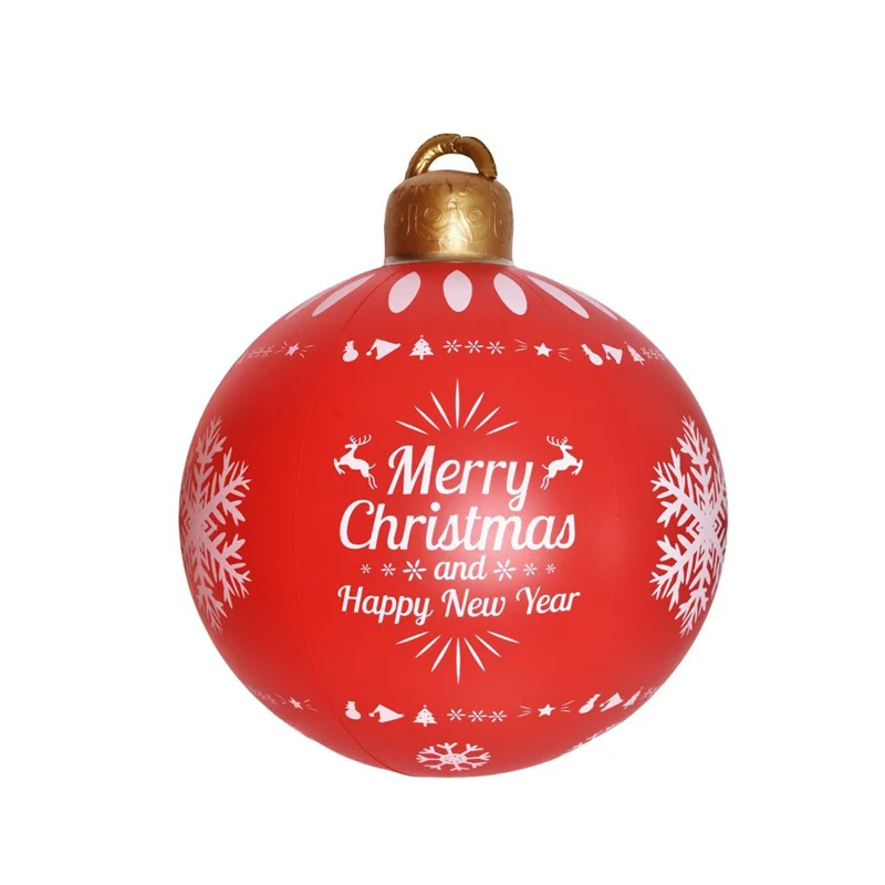thumbnail image 1 of Bola inflable navideña de 60 cm, bola decorada de PVC, bolas gigantes grandes, bolas de juguete para decorar árboles de Navidad, bola sin adorno de luz, 1 of 5