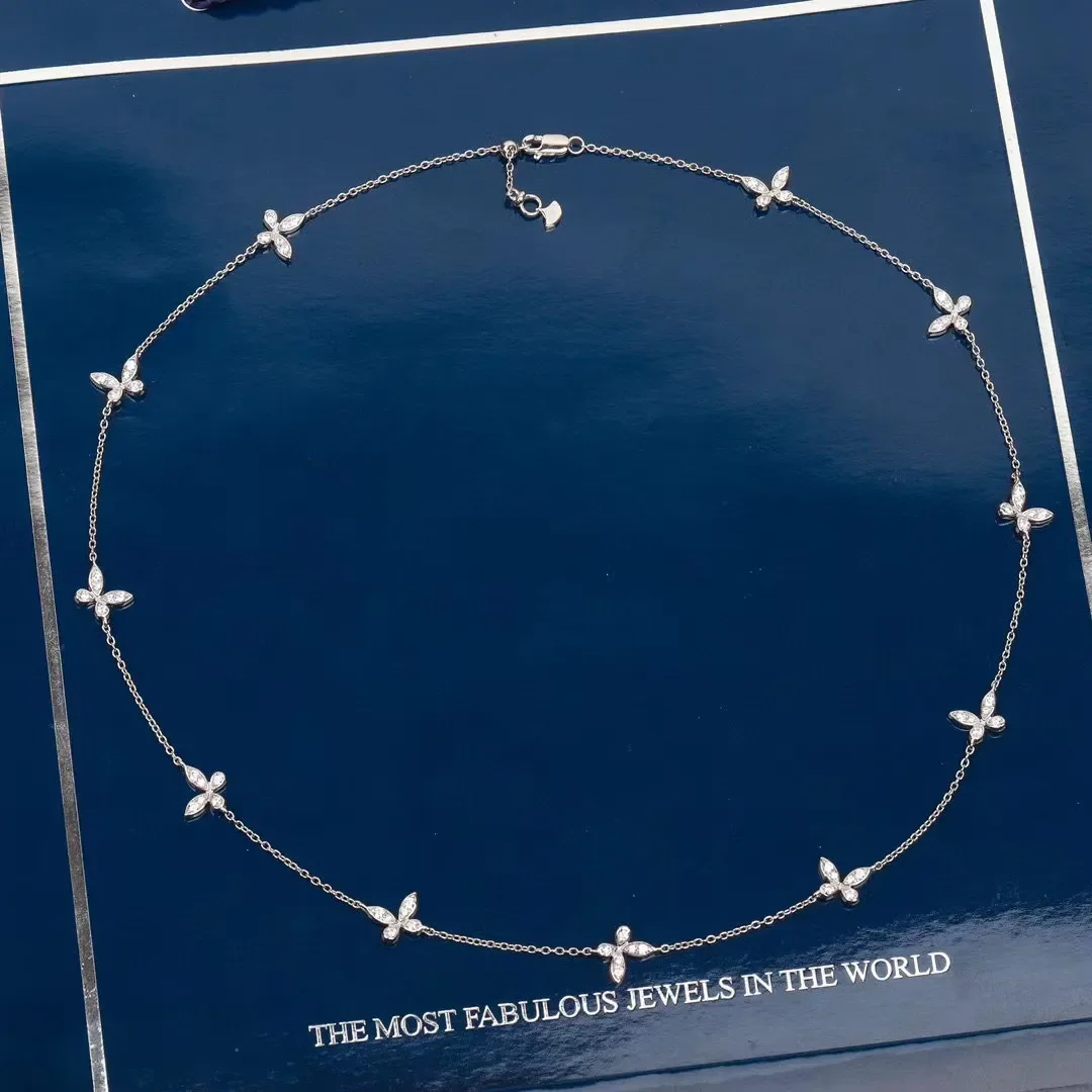 

New 2023 Trend Hot Sale Famous Brand Classic Luxury Jewelry For Women Butterfly Wedding Necklace Pure 925 Sliver Exquisite Gifts