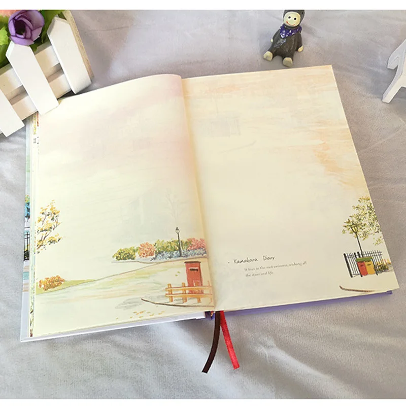 Caderno de Capa Dura Ilustrada para Estudantes Capa Dura Diário Grosso Caderno Página para Colorir Bonito Fofo 144 Folhas b6 - Imagem 5