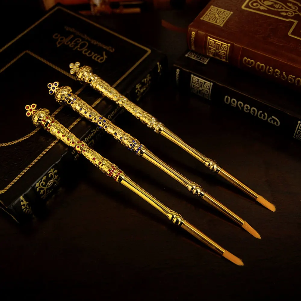 Orthodox Church Supplies 3PCS Eastern Orthodox Church Brush Orthodox Holy Oil Ceremonial Articles Gold Plated Prayer Fountain Pen Religious Gifts orthodox church supplies
