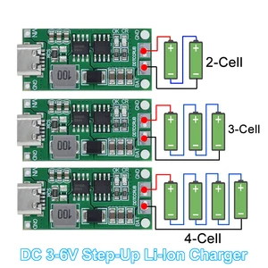 18650 Lithium Battery Multi-Cell 2S 3S 4S Type-C To 8.4V 12.6V 16.8V Step-Up Boost LiPo Polymer Li-Ion Charger 7.4V 11.1V 14.8V