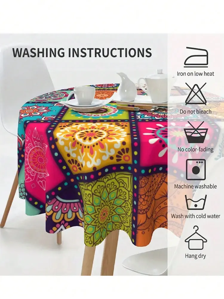 Uno, tovaglia rettangolare in poliestere, tovaglia bohémien mandala, tovaglia rettangolare colorata decorazione festiva per feste, ho 6
