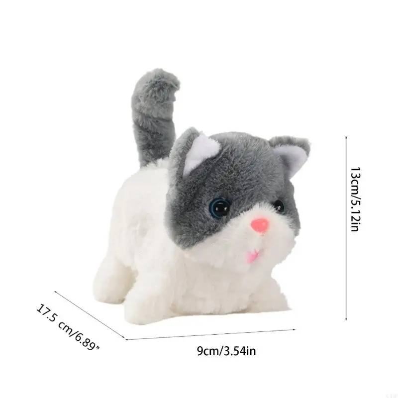634F Interactive Plush Toy Can Walking Meowing Realistic Stuffed Animal for Kids