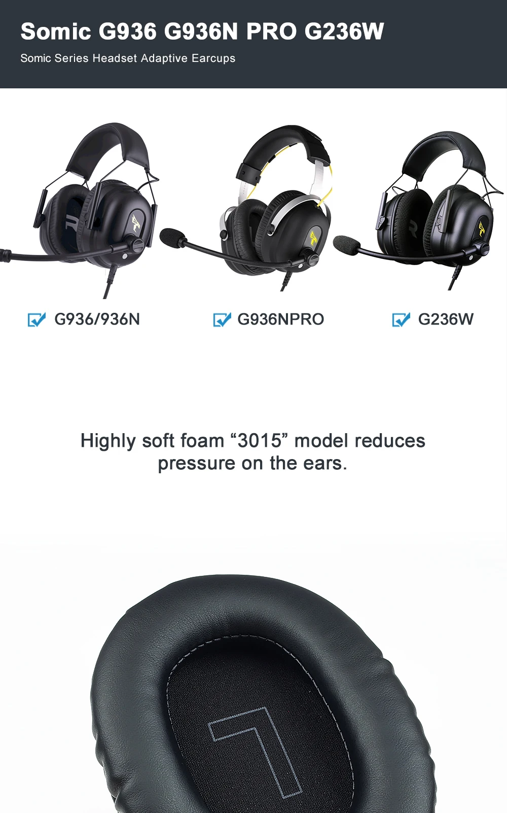 Replacement Ear for Somic G936 G936N PRO G236W Cushion Pads Headphones Sponge Earpads Soft PU Earmuffs Protein Accessories