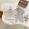 Baby Boys Rompers Striped Jumpsuits Turn Down Collar Toddler Boys Summer Clothing 2