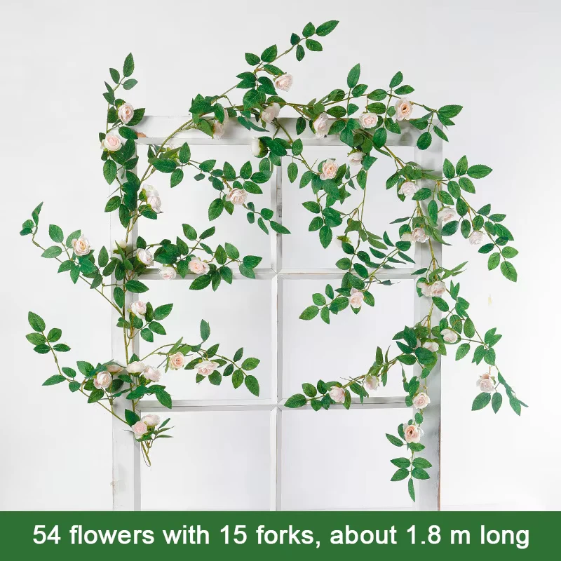 Artificial Rose Vine Bouquet - 80cm Decorative Hanging Rattan Accent for Home and Wedding Decor
