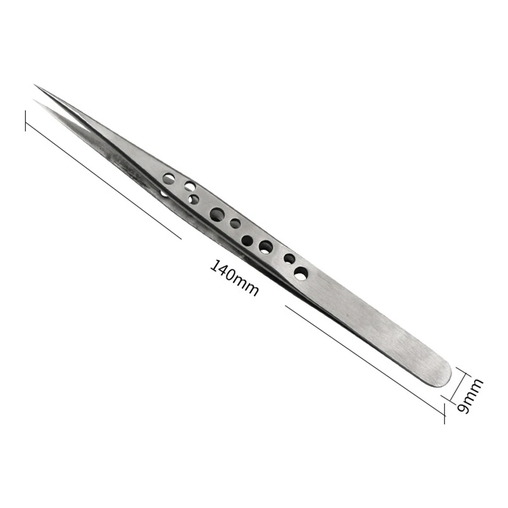 1pc Precision Industrial Tweezers Anti-magnetic Curved Straight Tip Stainless Steel Tweezers For Electronics Maintenance