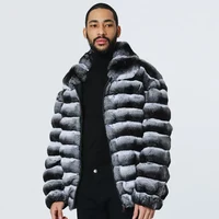 Men Real Fur Coat Winter Genuine Fur Bomber Jackets Rex Rabbit Fur Coats Luxury High Quality 2