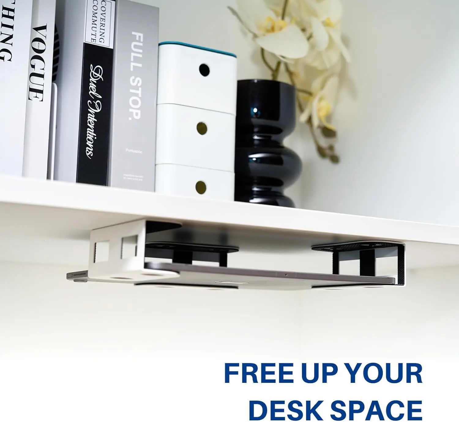 책상 아래 노트북 거치대, 긁힘 방지 실리콘이 있는 노트북 키보드용 금속 책상 아래 선반 홀더, 사무실용 설치가 용이함