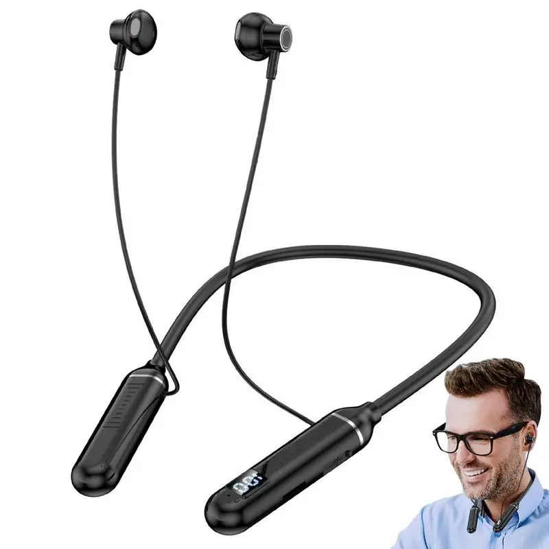 Беспроводные наушники с шейным ободом, беспроводная гарнитура с шейным ободом и цифровым дисплеем, легкие, устойчивые к поту стерео наушники
