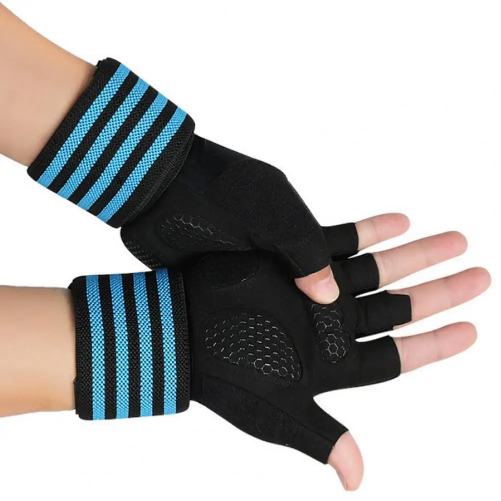 Fitness Gloves Non-slip Wear-resistant with Wrist Support Gym Half-finger Work Out Gloves 1 Pair For Cycling
