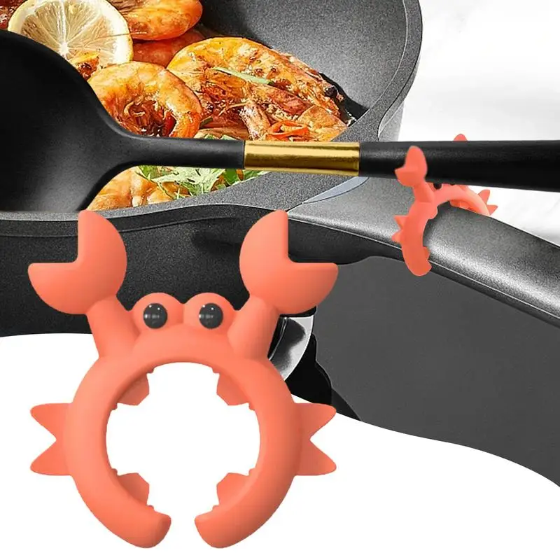 Creative and Interesting Crab Shaped Silicone Tableware Rack, Anti Overflow Stove Surface Wiping Knife Holder Kitchen Small Tool