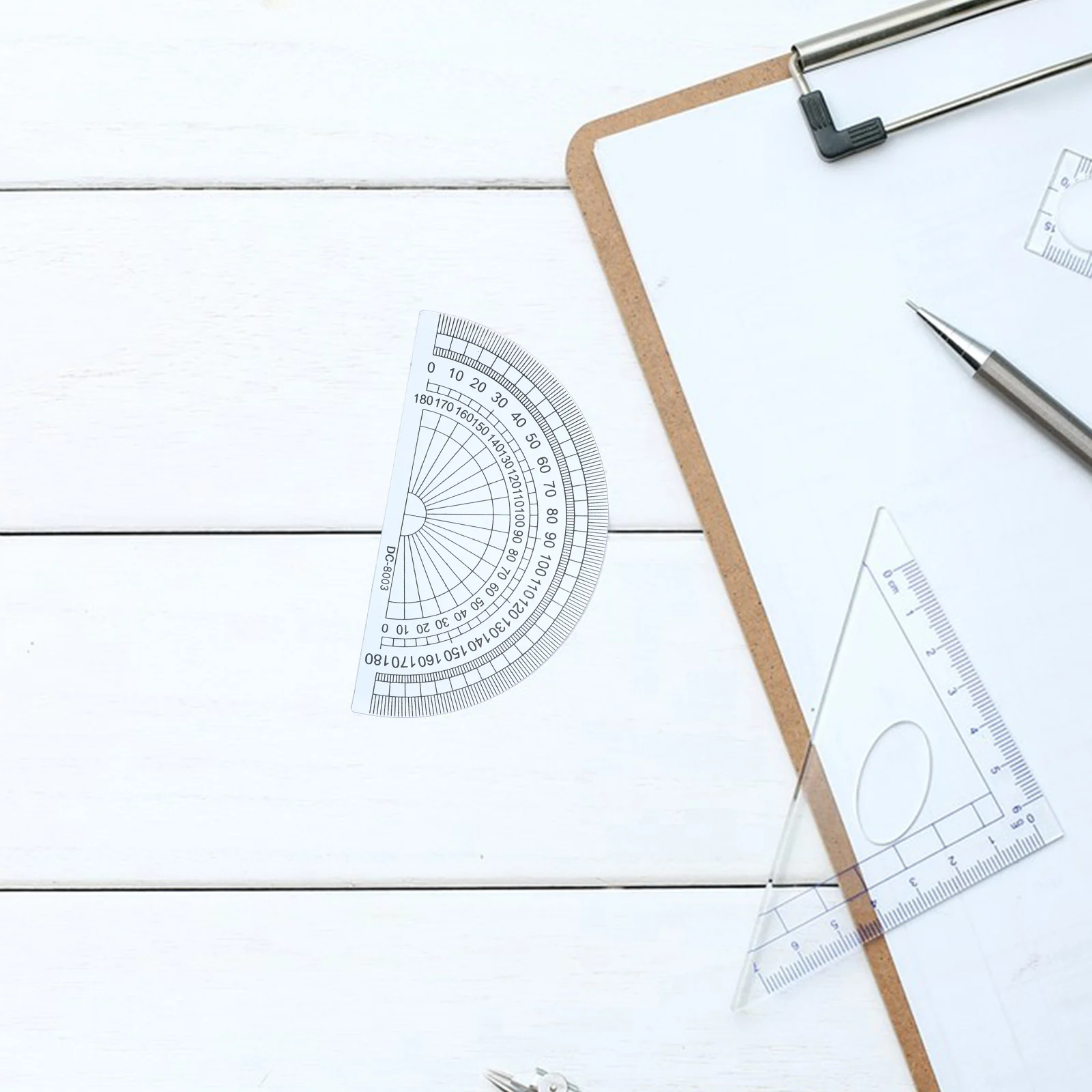 20개 4인치(10cm) 플라스틱 180도 각도기, 각도 측정용, 학교, 사무실, 학생 수학용 투명 자 도구