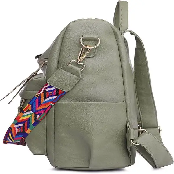 女双肩包钱包时尚书包多用途设计师手提包女士挎包PU皮革肩包（周末不发货）-16