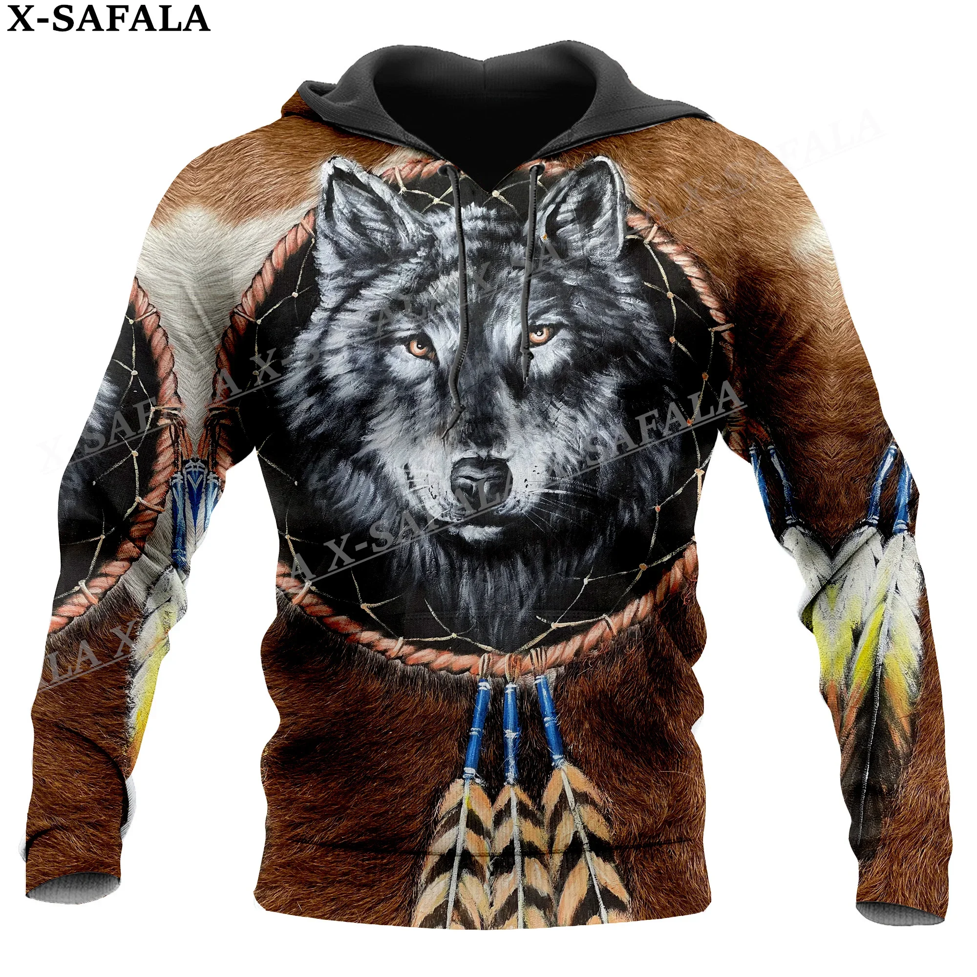 

Native Wolf Dream Catcher - Two Wolves 3D Print Hoodie Man Female Pullover Sweatshirt Hooded Jacket Jersey Coat Tracksuits-7